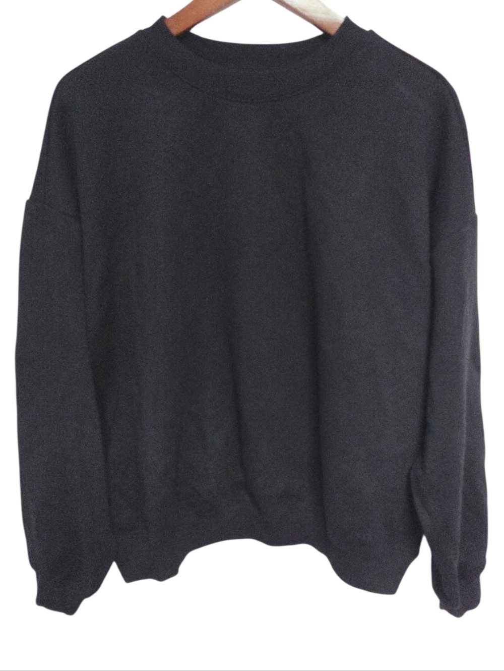 Skims Cotton Fleece Classic Crewneck Sweatshirt Top Onyx Black XLarge NWT - Picture 2 of 5